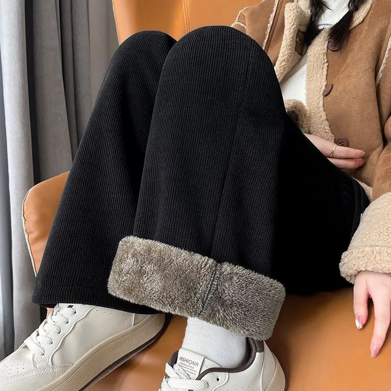 G Giant หนาขนแกะขนแกะซับหนาหนาหนาสไตล์ใหม่กางเกงขนสัตว์หลวมแฟชั่นAll-Matchกางเกงขากว้างกางเกงลําลอง