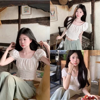 Beryl แขนสั้นทรงพัฟสไตล์ฝรั่งเศสที่อ่อนโยนและอ่อนหวานสำหรับผู้หญิง