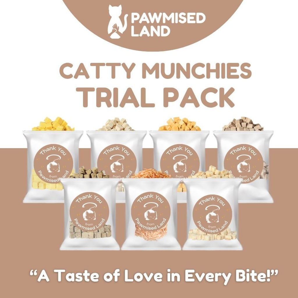 PawmisedLand Catty Munchies - แพ็คทดลอง 7g+ อาหารสัตว์เลี้ยงแช่แข็งแห้ง ขนมพรีเมี่ยม อาหารสัตว์เลี้ย