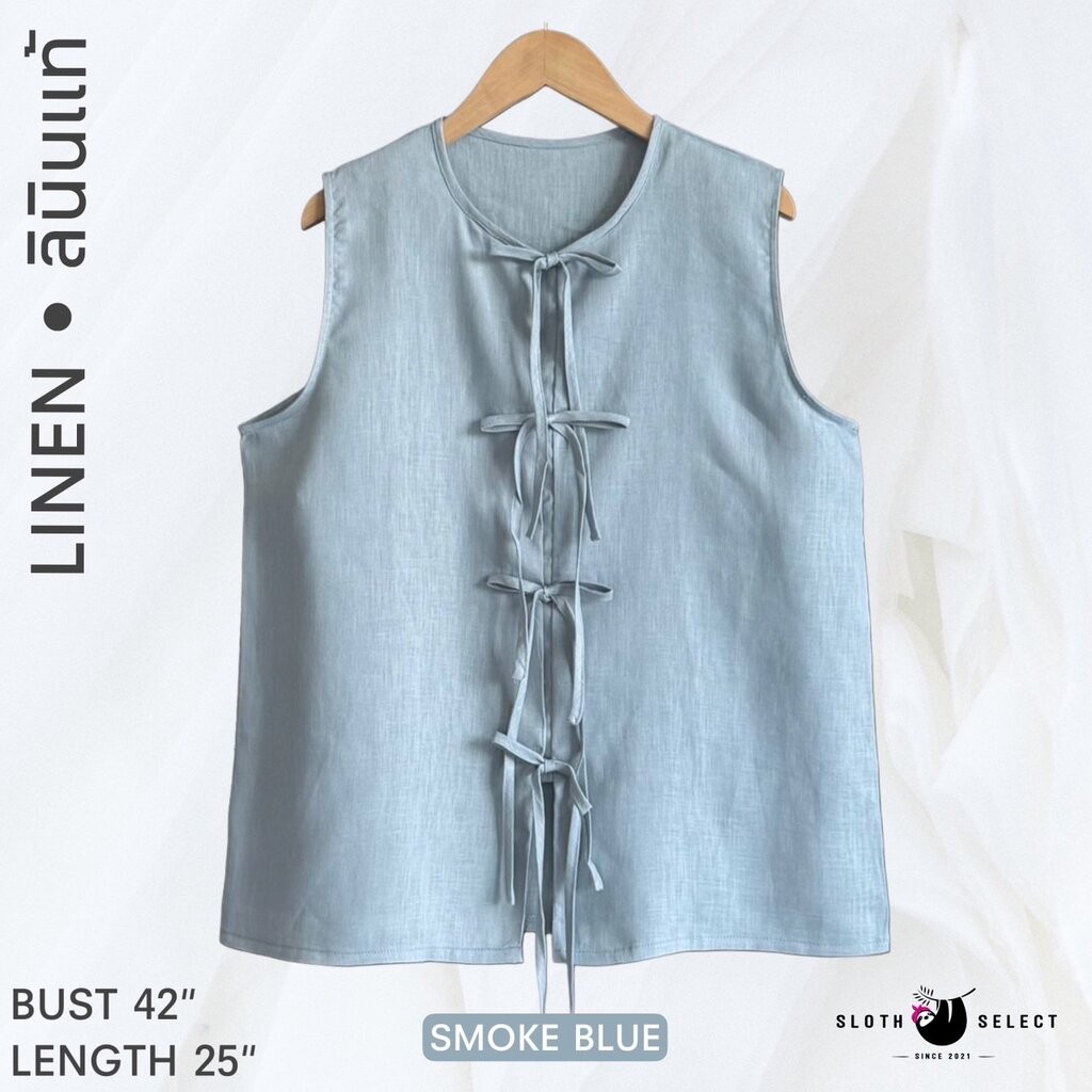 SLOTH SELECT…เสื้อลินินแท้💯 แต่งโบว์ด้านหน้าตัวเสื้อ ใส่แล้วน่ารักมากเลยค่ะ