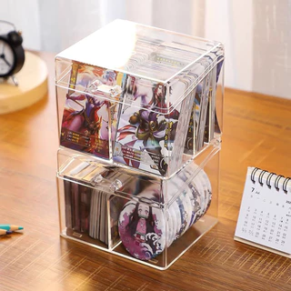 Ohayo กล่องเก็บ กล่องอะคริลิค กล่องเก็บการ์ดอะคริลิคใส พร้อม 2/4 ช่อง เก็บ popmart card การ์ดรูปไอดอล วางซ้อนกันได้