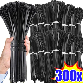 100/200/300ชิ้นไนลอนผูกสายเคเบิลล็อคตัวเอง-สายปรับได้ห่วงยึด-โฮมออฟฟิศลวดซิปผูก