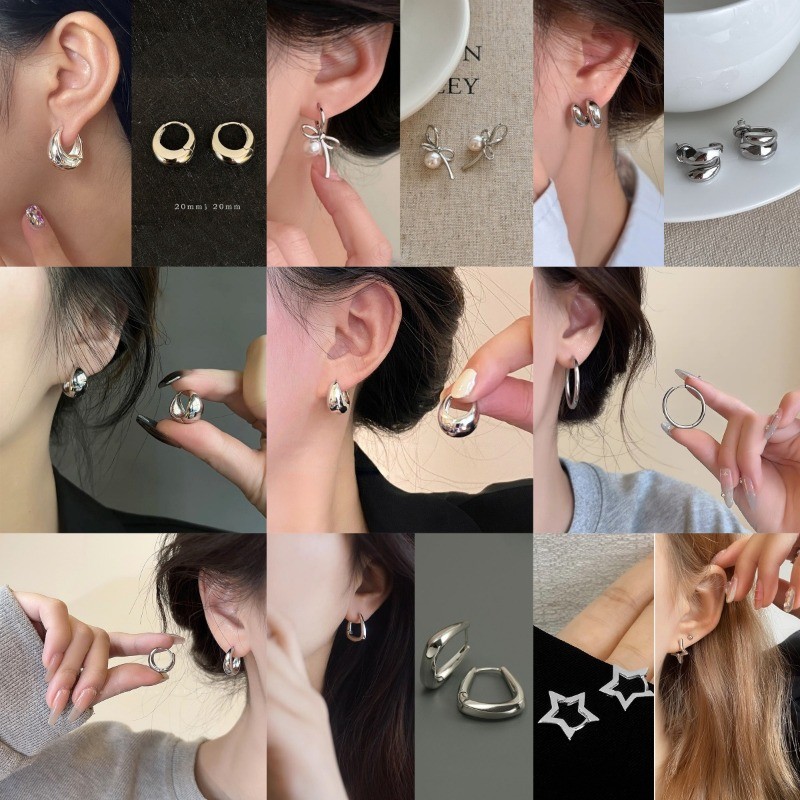 แฟชั่นเกาหลี Vintange Dangle Hoop ต่างหูต่างหูสตั๊ดต่างหูเครื่องประดับหูอุปกรณ์เสริม
