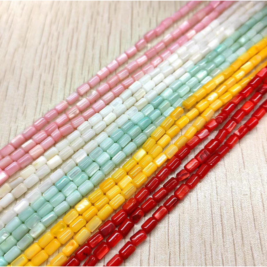 3.5x5 มม.รอบข้าวรูปร่างหลอดเปลือกลูกปัดย้อมธรรมชาติแม่มุกหลวม Spacer ลูกปัด Fit ผู้หญิง DIY เครื่องประดับทําเครื่องประดับ