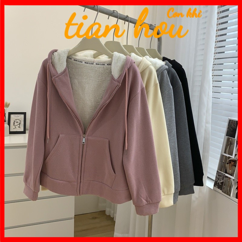 สินค้าใหม่เสื้อสเวตเตอร์มีฮู้ดบุขนกำมะหยี่หนาพิเศษสำหรับผู้หญิงเสื้อสเวตเตอร์คาร์ดิแกนขนแกะขนแกะแบบลำลองแมทช์ลุคง่ายสำหรับฤดูหนาว jn0y