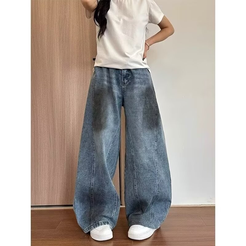 Dirty dyed work pants for men and women, street style American loose wide leg pants