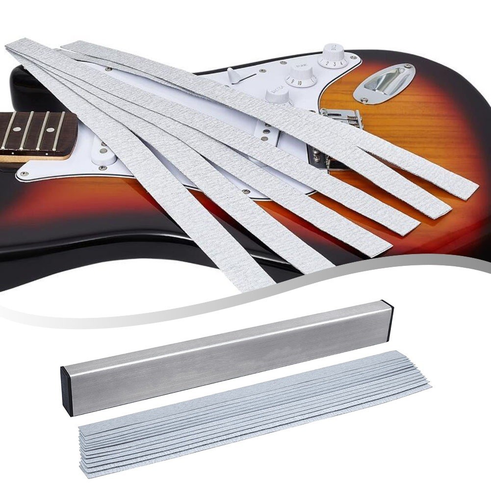 Top Quality Guitar Neck Fret Beam Leveling Bar Luthier Tool Kit + 6PCS Sandpaper