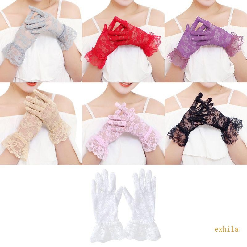 Exhila Party Dressy ถุงมือผู้หญิงลูกไม้งานแต่งงาน Full Finger Mittens อุปกรณ์เสริม