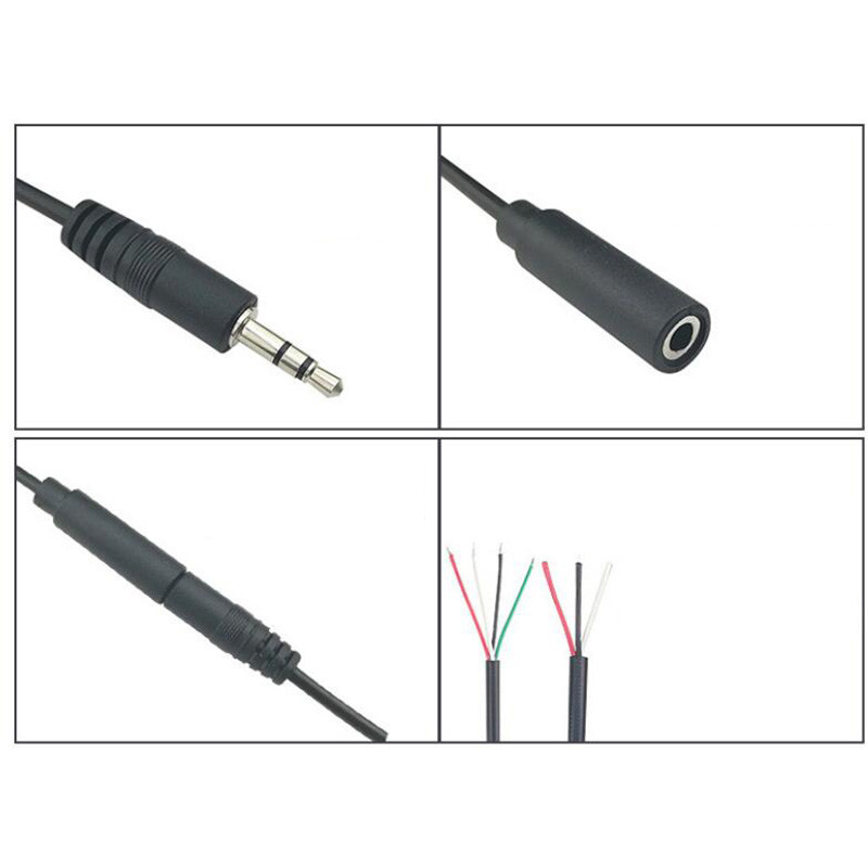 5pcs 1M 0.3M 3.5 มม.3 4 เสาสเตอริโอ AUX ชายหญิงสายไฟ Audio Extension Cable 3 4 ลวด pin Line 3.5 มม.DIY Cable Core THK2