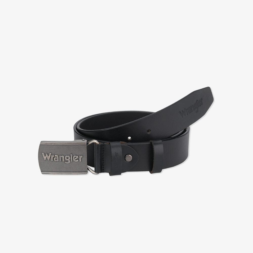 WRANGLER เข็มขัดหนังแท้ผู้ชาย รุ่น WR F124MBELN30 สีดำ