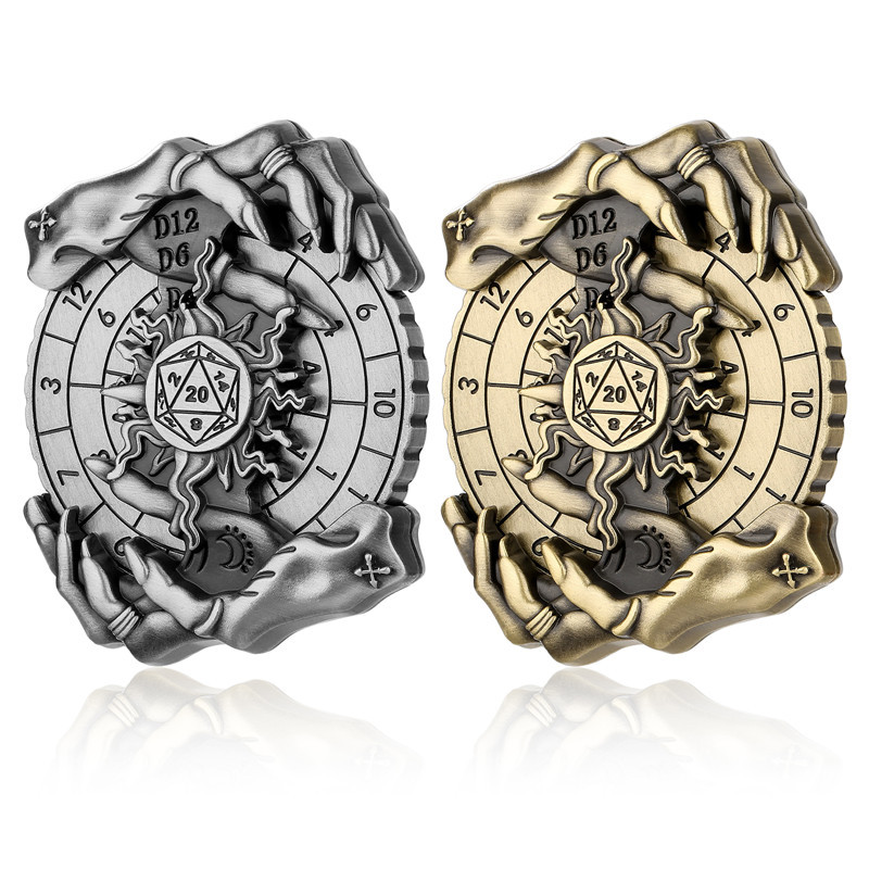 Creative Magic Hand-Themed Metal Dice Spinner Roulette Dice 7-in-1 Spinning DND Dice Role Play Game 