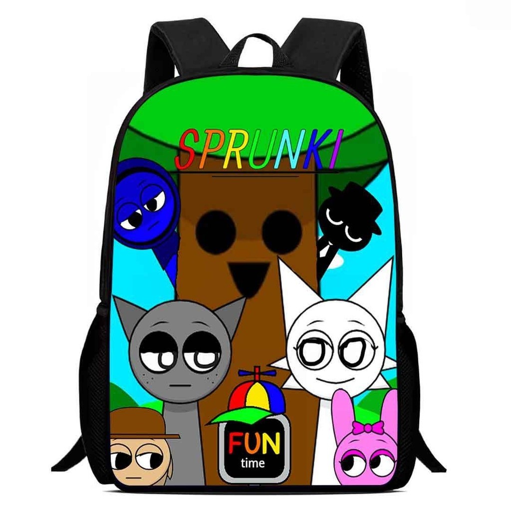Sprunki Incredibox Sprunki กระเป๋าเป้สะพายหลัง 16 นิ้วพิมพ์กระเป๋าเป้สะพายหลังโรงเรียนประถม 16 นิ้ว