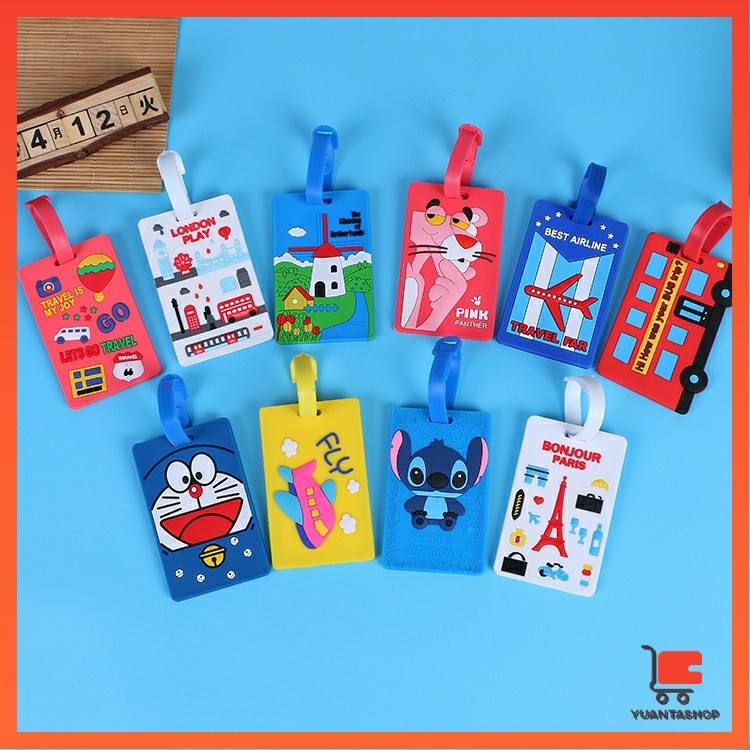 ป้ายห้อยกระเป๋า PVC นิ่ม ป้ายแท็กกระเป๋าเดินทาง ลายการ์ตูน luggage tag