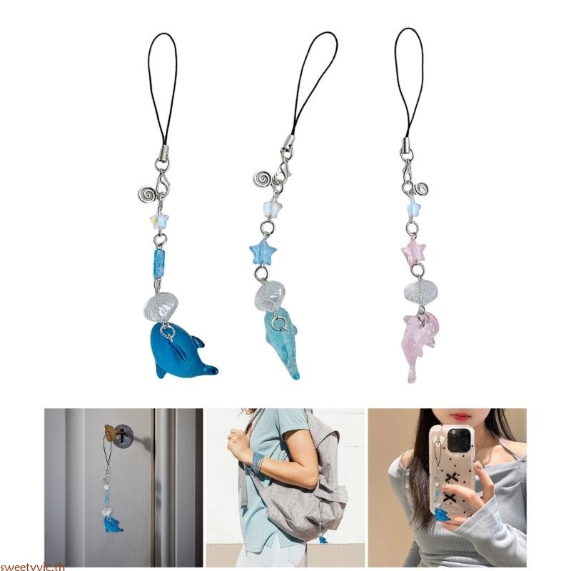 Sweetyvic ปลาเปลือกหอย Star ลูกปัดจี้โทรศัพท์ Charm เชือกหวานโทรศัพท์สายคล้องกระเป๋าตกแต่ง Lanyard พวงกุญแจ Accesso