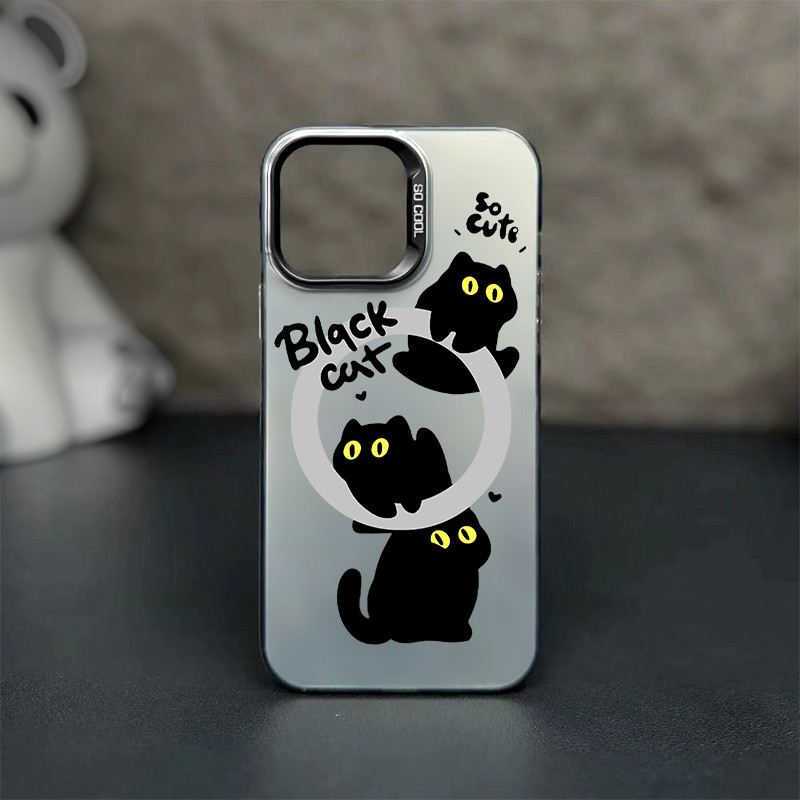 COD เคสไอโฟน 11 For Iphone 13 12 14 15 Pro MAX 14 15 8 7 Plus XR XSMAX เคสโทรศัพท์แฟชั่นการ์ตูนแมวดำสามตัวน่ารัก