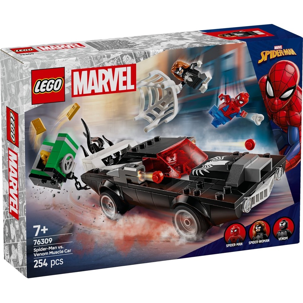 LEGO 76309 Marvel Super Heroes Spider-Man vs. ชุดของเล่นสร้างรถ Venom Muscle (254 ชิ้น)