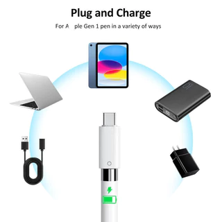 USB C อะแดปเตอร์ดินสอ Type-C ถึง iPencil Charger สําหรับดินสอ Aple รุ่นที่ 1 รองรับแผ่นรองจับคู่ Bluetooth 10th Gen