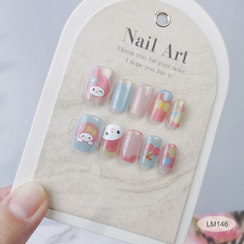 10ชิ้นแมวตาที่ทําด้วยมือกดบนเล็บเงาเล็บปลอมกับวุ้นสติ๊กเกอร์ อืม146