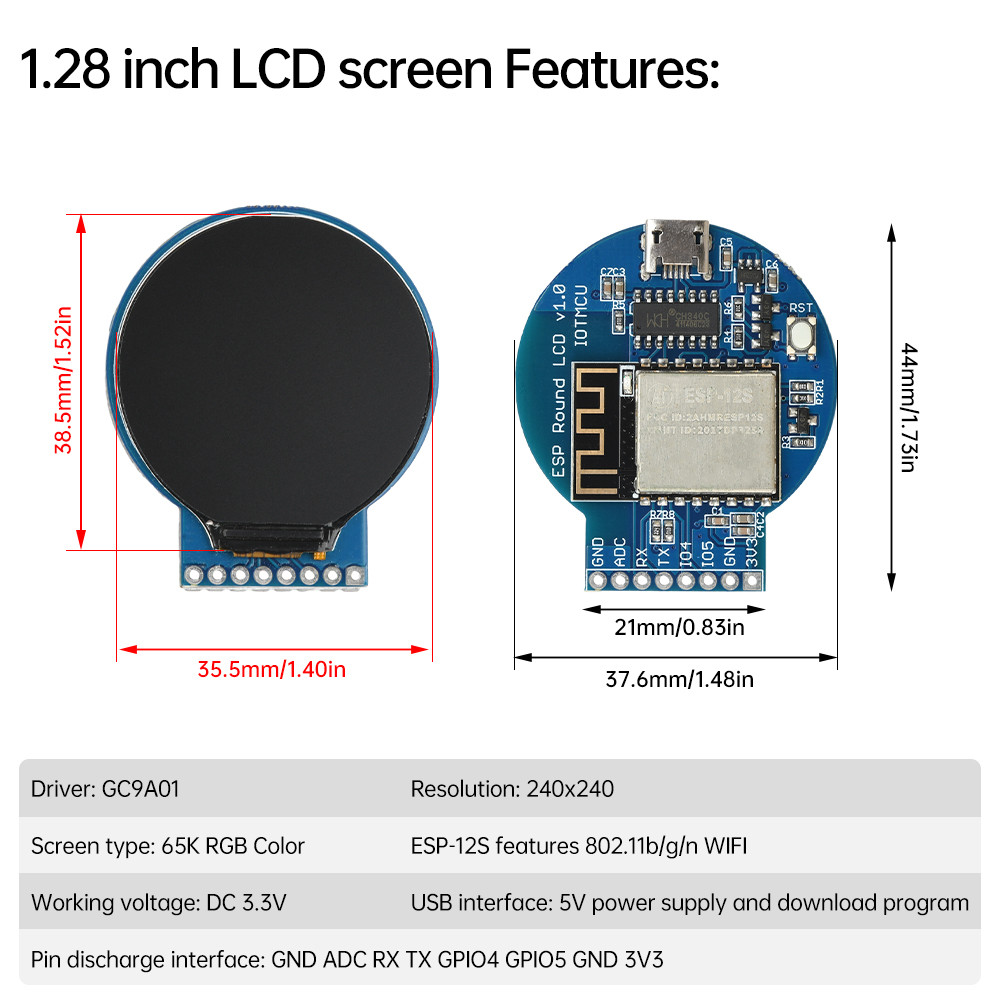 Pcbfun ESP8266 บอร์ดพัฒนา NodeMCU บอร์ดขยาย 1.28 นิ้ว รูปที่ 2