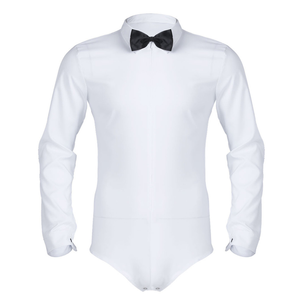 Nikiikoo Mens แขนยาวซิปสีทึบละตินโมเดิร์นเต้นรําเสื้อ Bowtie เสื้อ Romper ชิ้นเดียว ราคา ถูกที่สุด ดีลบีเคเค แกลเลอรีภาพที่ 6