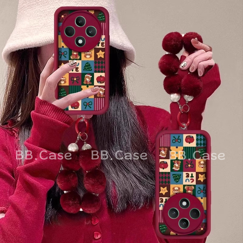 ปีใหม่เคสโทรศัพท์ POCO C75 C71 C65 Redmi 14C 13X 13C 12C 12 4G 5Gน่ารักการ์ตูนแฟชั่นสีแดงคริสต์มาสลา
