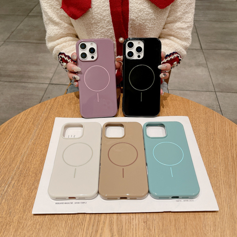 เคสนิ่มดูดแม่เหล็กเรียบสําหรับiphone 11 12 13 14 15 16 Pro Max Plusปลอกเคสโทรศัพท์แม่เหล็กสีทึบเรียบง่ายสําหรับiPhone13กรณีปก