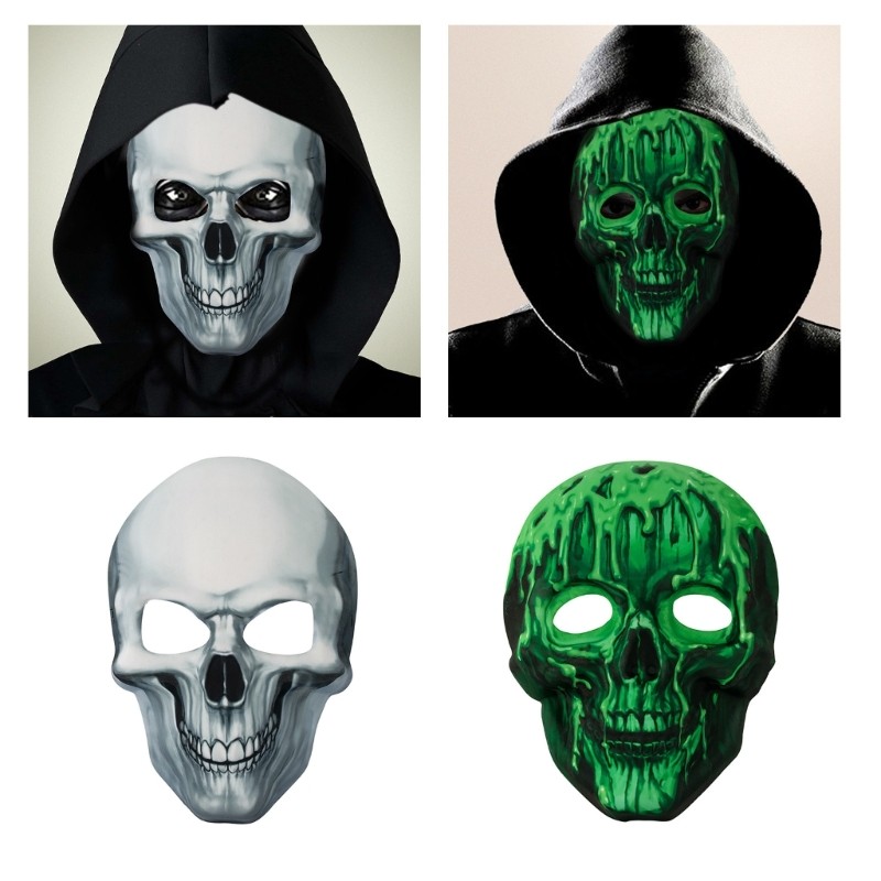 Camp Skeleton Face Masquerade Full Face Halloween Party Masquerade อุปกรณ์เสริมสําหรับผู้ชายผู้หญิงค