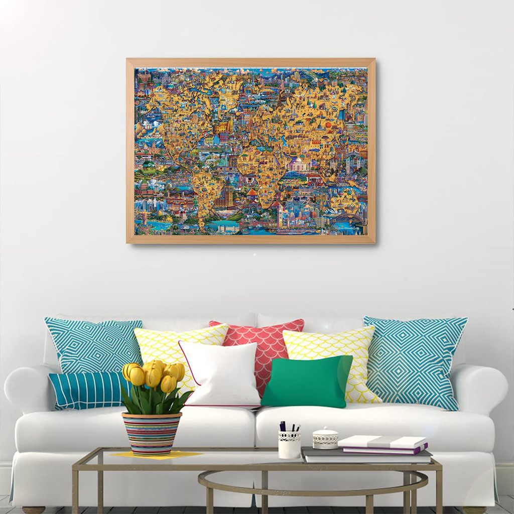 ใหม่แผนที่โลก 300 500 1000 ชิ้นจิ๊กซอว์ปริศนาตกแต่งบ้านเกมของขวัญ B - รูปที่ 3