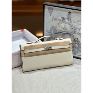 ของแท้หนังกระเป๋าหญิง 2025 ใหม่สไตล์กระเป๋าคลัทช์ยาวปาล์ม เม…