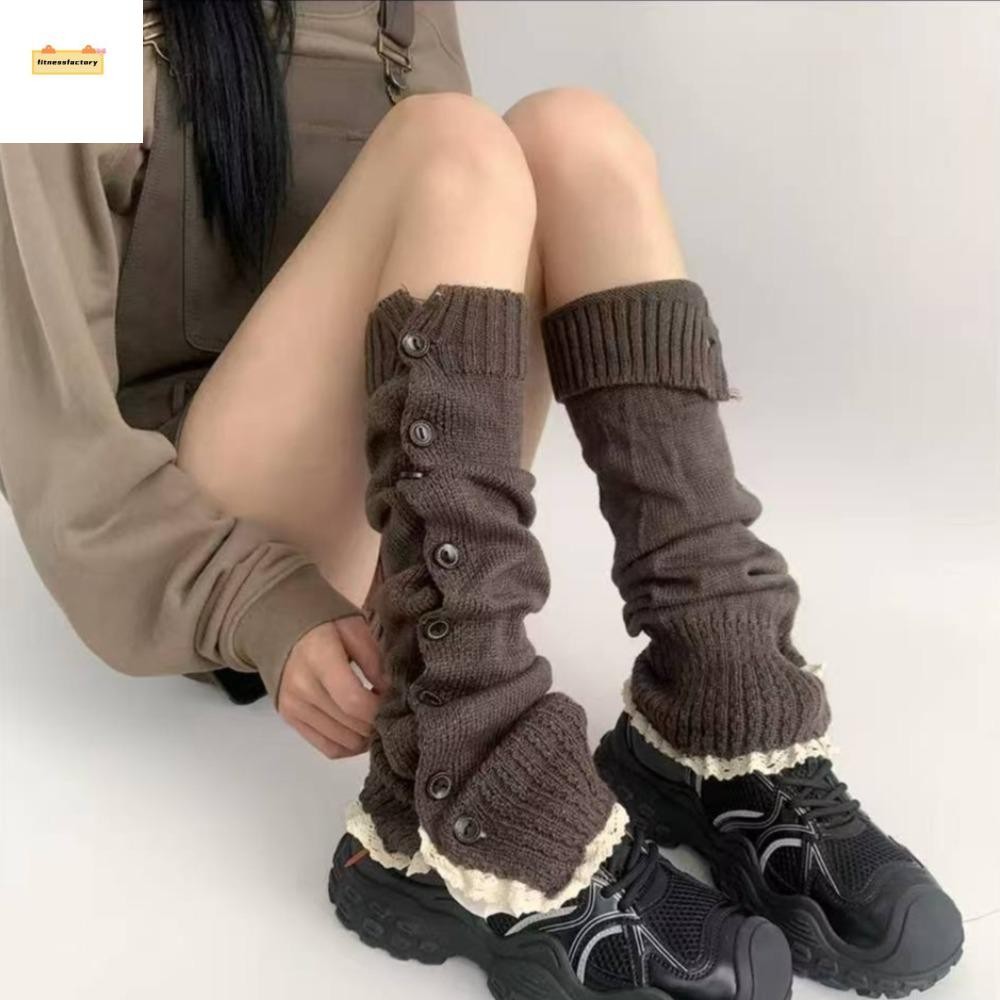 Fitnessfactory ถักขา, Harajuku Pile ถุงเท้า Y2K ขาอุ่น, น่ารัก Footcover เลกกิ้งแขน Lolita JK รองเท้าผู้หญิง