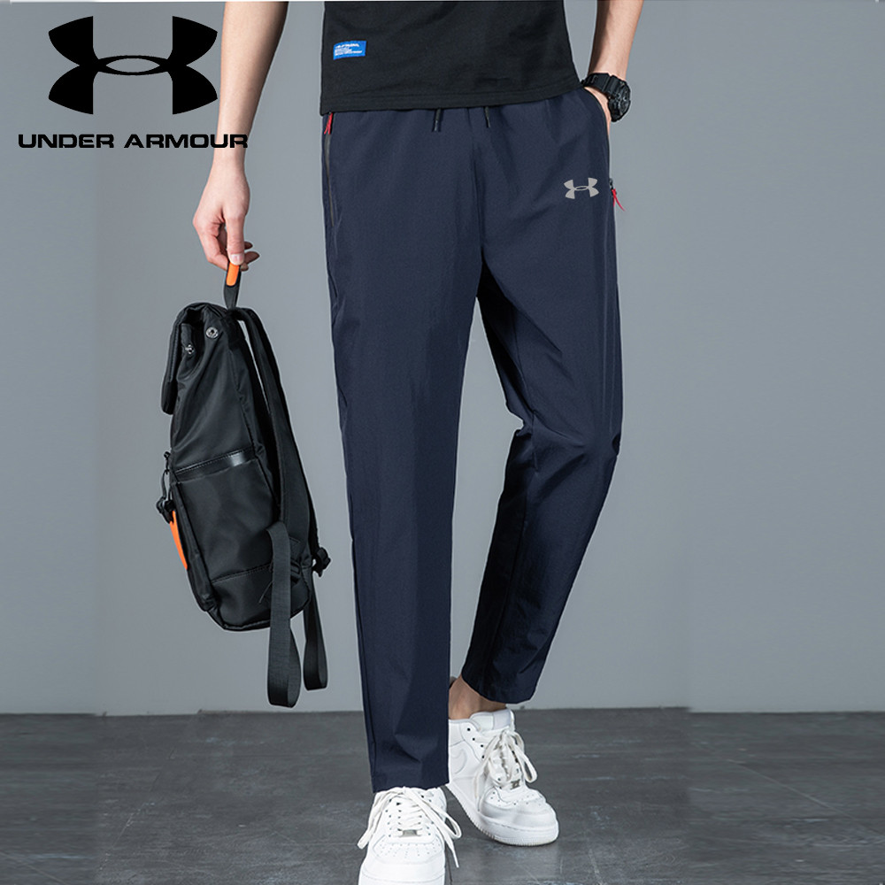 Under Armour Summer Mens Casual Pants Slim Fit Korean Version Flat Leg Ice Silk Pants Sports Pants Straight Leg Quick Dry Pants