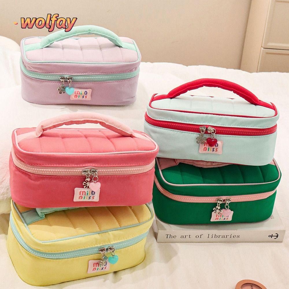 WOLFAY |เครื่องสําอาง,ความจุขนาดใหญ่สาวชุดการจัดเก็บกระเป๋าถือเดินทางกระเป๋าเครื่องสําอาง,แบบพกพาขนาดเล็กสดสีคมชัดล้างกระเป๋า