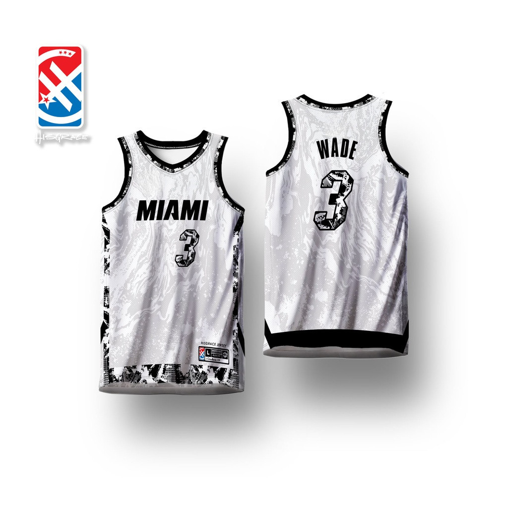 MIAMI HEAT WADE WHITE BLACK X HG CONCEPT Full Sublimation 3D Breathable Vest Summer Basketball Jerse