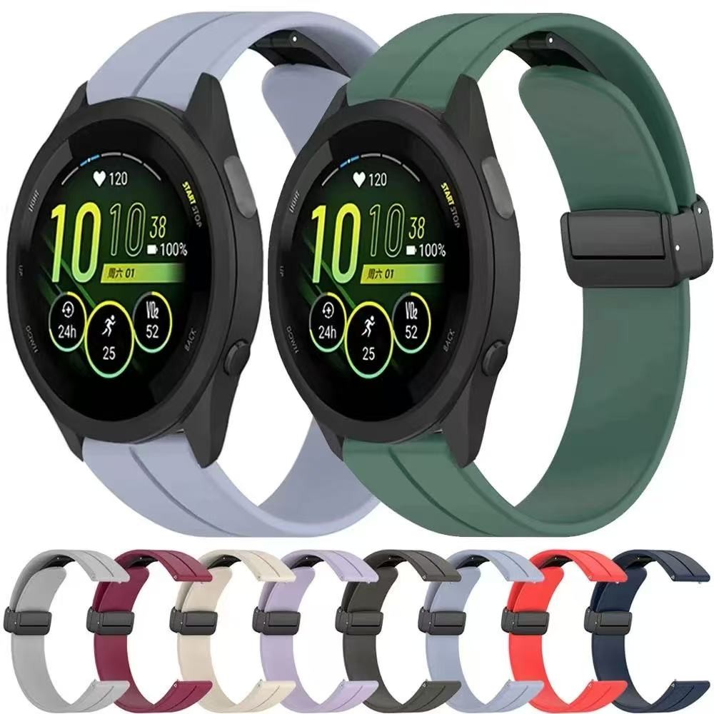 สายGarmin 55 245 645 165 158 255 265ซิลิโคนล็อคแม่เหล็กแบบพับได้ Venu2 sq 2pulsสายนาฬิกา20mm22mm