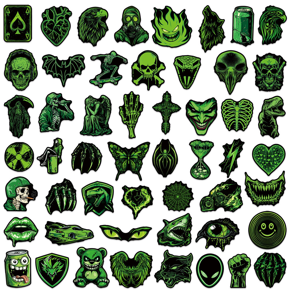 ❉ Green Scare Art Series 01 สติ๊กเกอร์สยองขวัญสีดําคลาสสิก ❉ 50 ชิ้น/เซ็ต DIY แฟชั่นสติ๊กเกอร์ Doodle กันน้ํา - รูปที่ 2