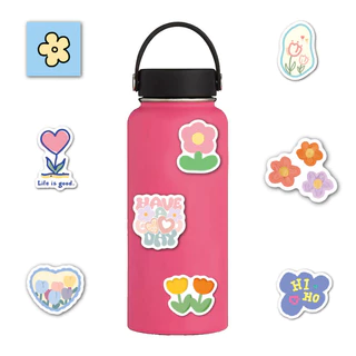 (🇹🇭ชุดสติ๊กเกอร์) Cute กล่องใหญ่ PVC น่ารักกันน้ำ Stickers ดอกไม้ สติ๊กเกอร์ไดคัท ลายน่ารัก 60แผ่น พร้อมส่งใน