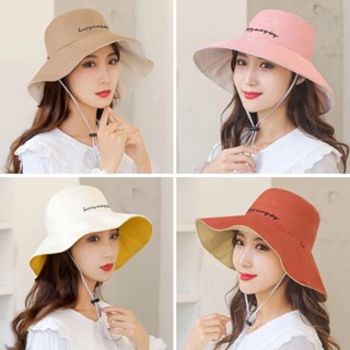 หมวกปีกรอบ งานปัก ยิ้ม หมวก ผ้าแคนวาสหนาพิเศษ ป้องกันรังสียู…