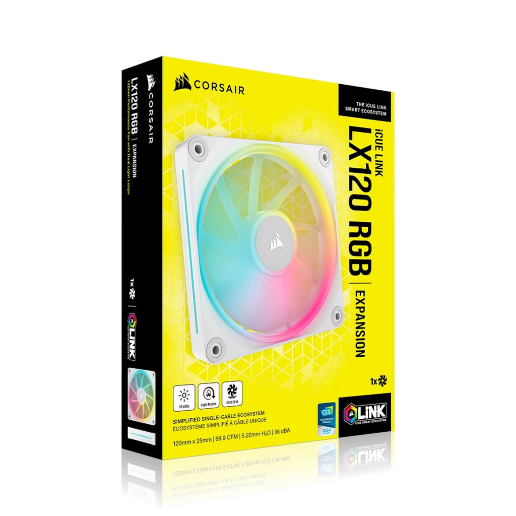 CORSAIR iCUE LINK LX120 RGB White 1x120mm Expansion Pack PWM Single Fan (CO-9051029-WW)