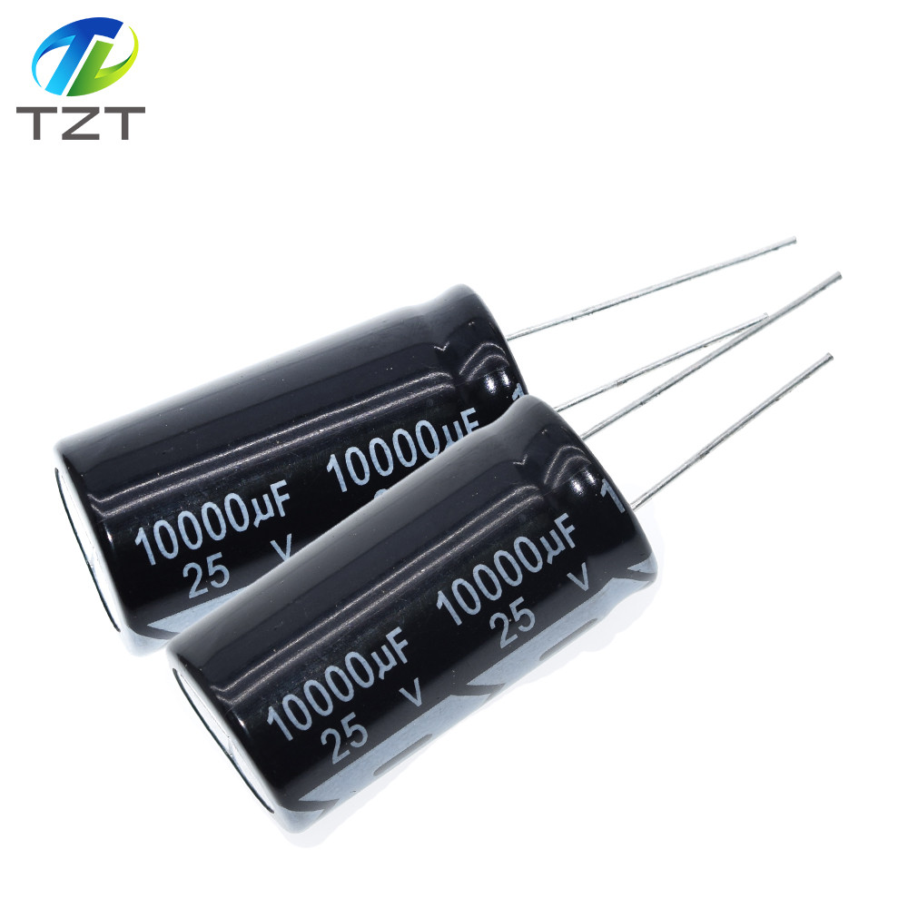 ตัวเก็บประจุอลูมิเนียมอิเล็กโทรลีติค 25V / 10000 UF 25V/10000UF ตัวเก็บประจุไฟฟ้าขนาด 18*35 มม. ปลั๊