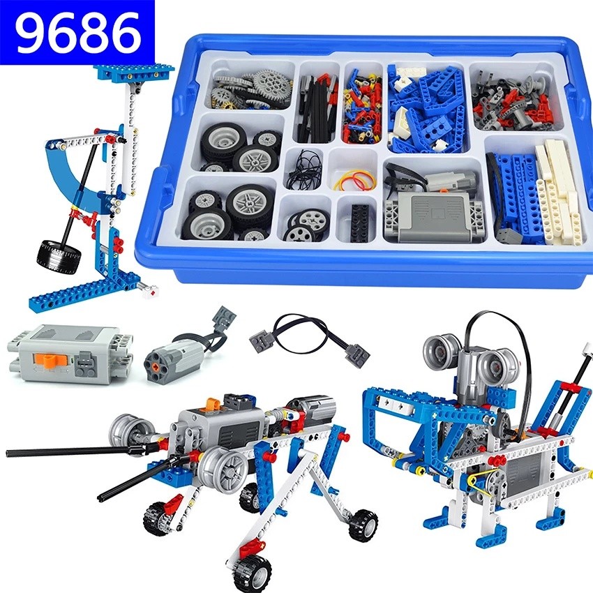 9686 Educational Simple & Powered Machines Set – หุ่นยนต์ที่สร้างและของเล่นวิศวกรรมเครื่องกลพร้อมมอเ