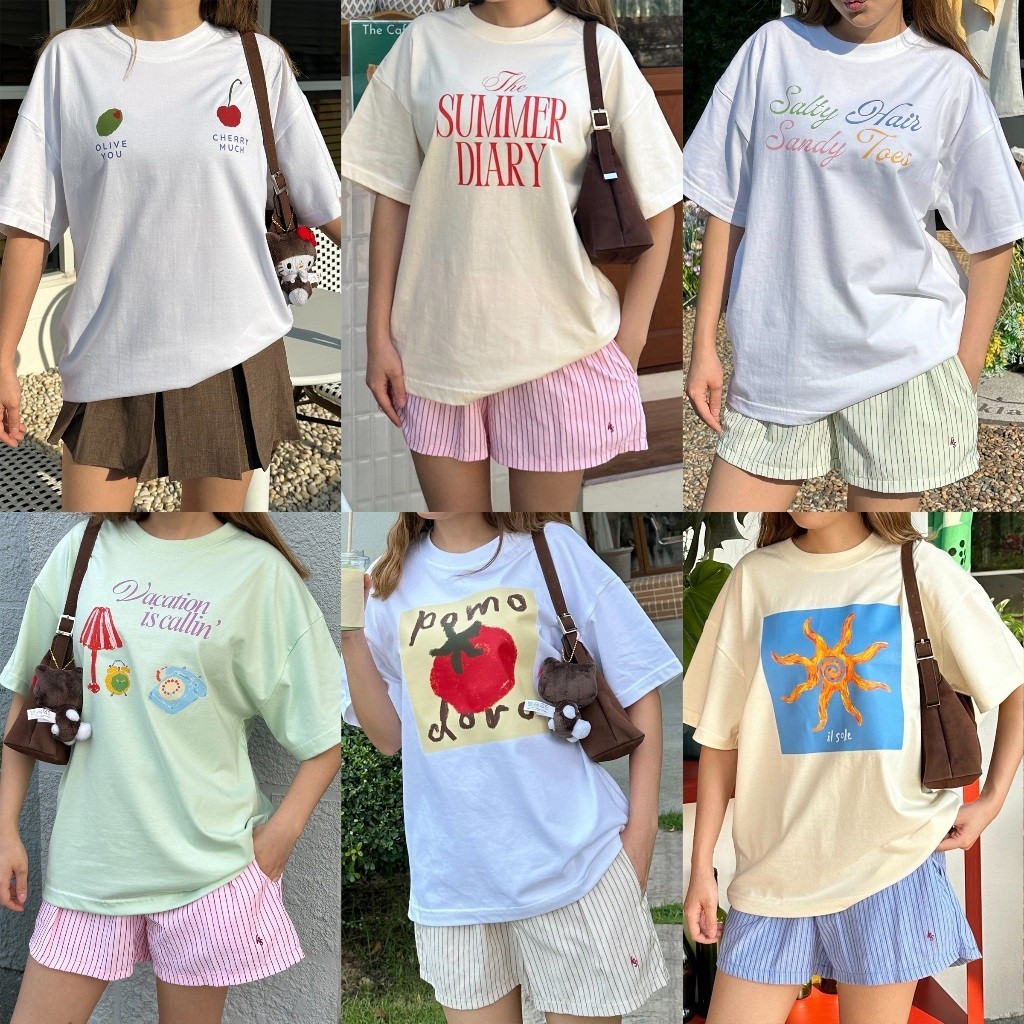 COD✅ (จัดส่งในกรุงเทพฯ) MAO Shop ผลไม้ มะเขือเทส มะนาว พิมพ์ เสื้อยืดขนาดใหญ่ ผู้หญิง ฝ้าย แฟชั่น สไตล์ถนนไฮ คอกลม