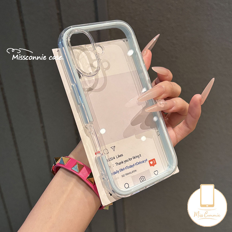 หรูหรา 2 in 1 กันกระแทกกันชนสีลูกกวาดสําหรับ IPhone 17 Pro Max 11 13 14 15 12 16 Pro Max Air 12 13 14 15 16 Pro 15 14 16 Plus โปร่งใสนุ่ม Tpu Cover - รูปที่ 2