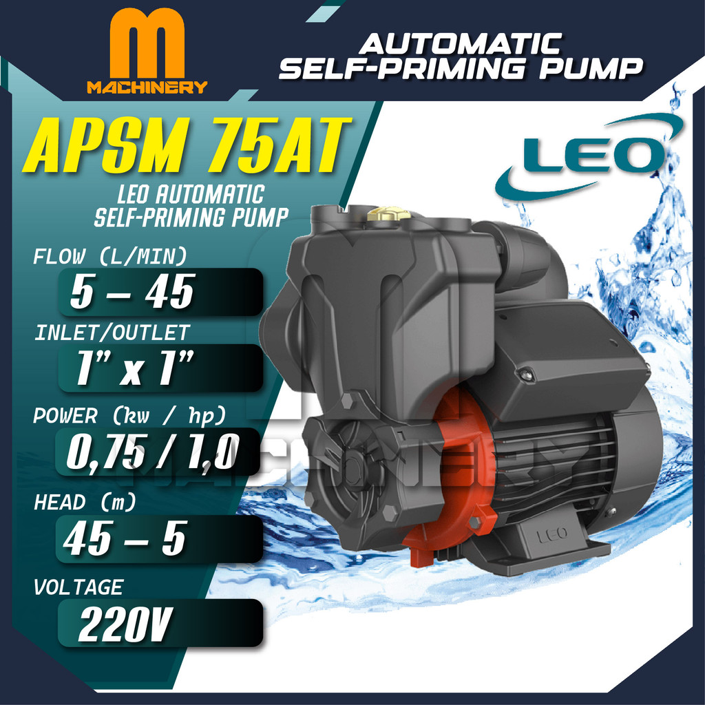 M.Machinery LEO APSM 75AT (220V) ปั๊มน้ําปั๊ม Self-Priming อัตโนมัติ Pam Air