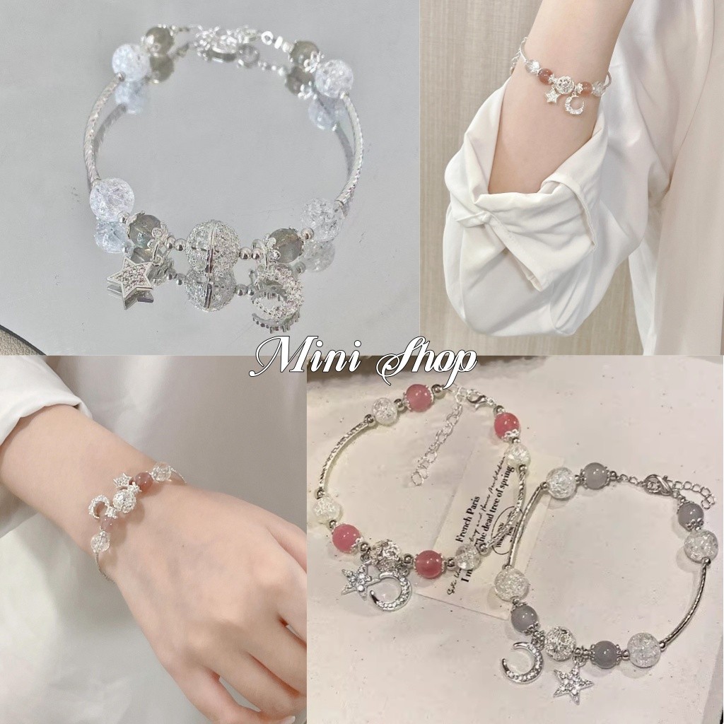 Mini shop🌸พร้อมส่ง🌸(BRL-7) สร้อยคอมือ แต่งโซ่ลูกปัด ลายพระจันทร์กับดาว