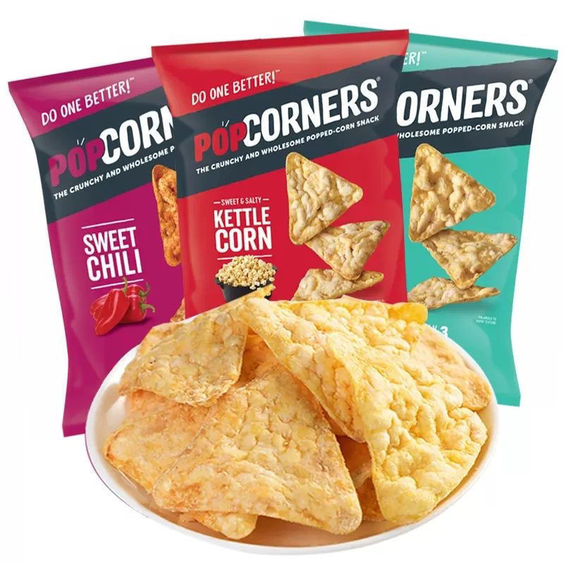 Popcornerscornchips ชิปนําเข้าดั้งเดิม Popcorns มันฝรั่งทอดกรอบไม่ฟluencer ของว่างสบายๆ Popcorns ชิปข้าวโพดนําเข้าพัฟชิปกรอบไม่
