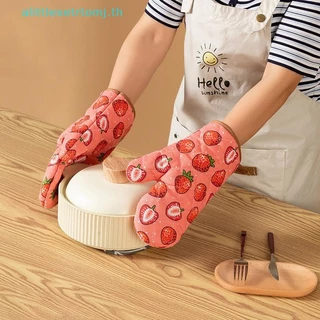 Alittlese ชุดถุงมือเตาอบหนา,ป้องกันการลวก,ผ้าฝ้ายและผ้าลินินที่เรียบง่าย,ถุงมือเตาอบไมโครเวฟ,อบ,ทําอาหาร,ห้องครัว ไทย