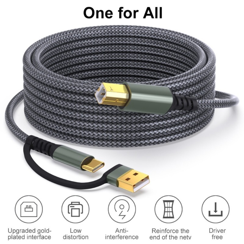 Kelln 1m 2m 3 0m 5m สายเครื่องพิมพ์ USB Type C ถึง USB B Data Cord สําหรับเชื่อมต่อเครื่องพิมพ์สแกนเ