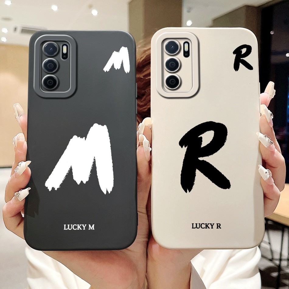 สําหรับ Oppo A16 A16S A16e A16k Lucky จดหมายเริ่มต้นเคสโทรศัพท์ Oppo A16 A16e A16k A16S เลนส์ป้องกันซิลิโคนอ่อนนุ่มกรณี