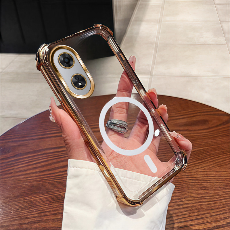 สําหรับ OPPO A58 A78 4G 5G แม่เหล็กไร้สายโปร่งใสสี่มุมดูดซับแรงกระแทกเลนส์ป้องกันเคสโทรศัพท์ SJSFDDR - รูปที่ 6