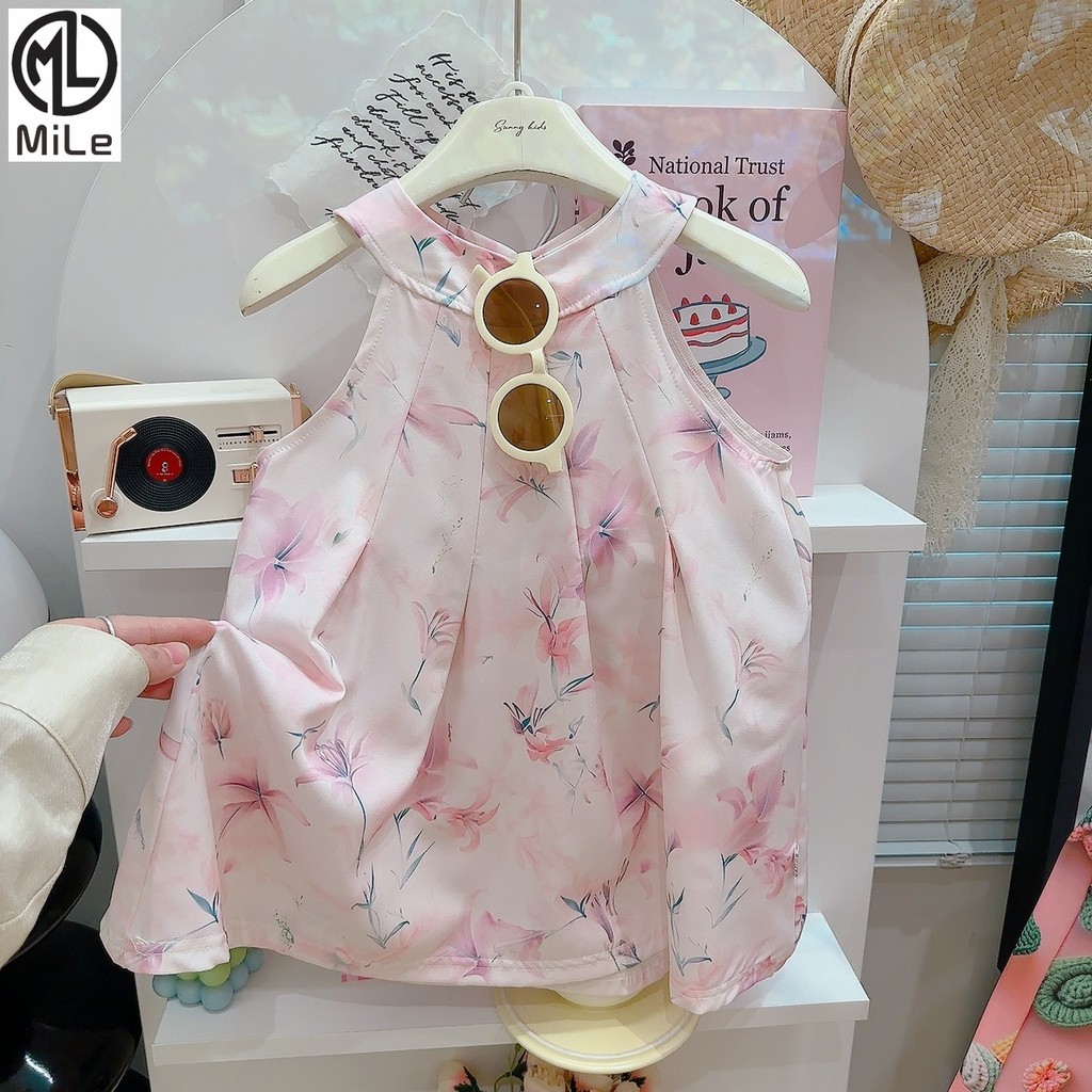 [ML] 90-160CM ชุดเดรสเด็กผู้หญิงฤดูร้อนสไตล์ใหม่เด็กแฟชั่นชุดเจ้าหญิง